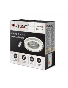 217935-Ventilatore LED da Soffitto a Scatola con Motore a Corrente Alternata da  e Telecomando CCT in Colore Grigio-1 2