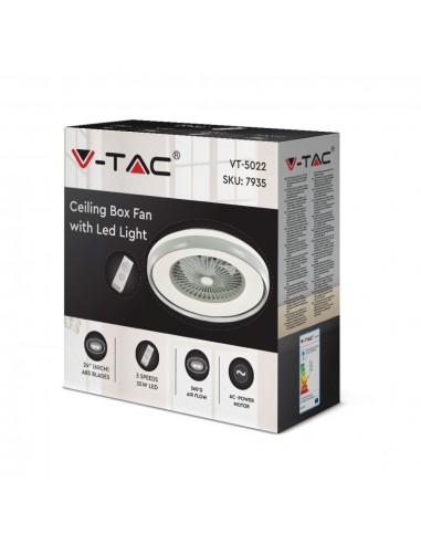 217935-Ventilatore LED da Soffitto a Scatola con Motore a Corrente Alternata da  e Telecomando CCT in Colore Grigio-2