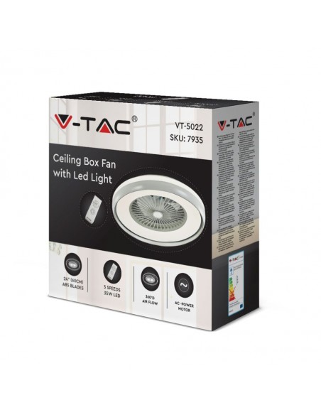217935-Ventilatore LED da Soffitto a Scatola con Motore a Corrente Alternata da  e Telecomando CCT in Colore Grigio-2