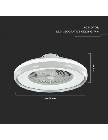 217935-Ventilatore LED da Soffitto a Scatola con Motore a Corrente Alternata da  e Telecomando CCT in Colore Grigio-3