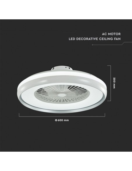 217935-Ventilatore LED da Soffitto a Scatola con Motore a Corrente Alternata da  e Telecomando CCT in Colore Grigio-3