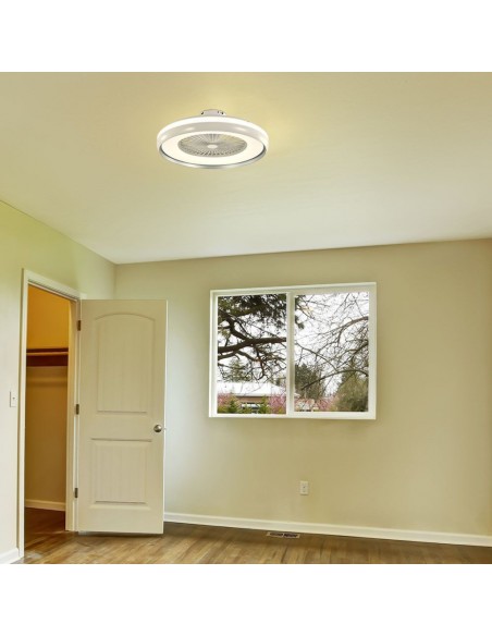 217935-Ventilatore LED da Soffitto a Scatola con Motore a Corrente Alternata da  e Telecomando CCT in Colore Grigio-4