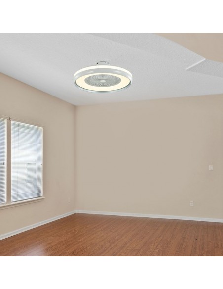 217935-Ventilatore LED da Soffitto a Scatola con Motore a Corrente Alternata da  e Telecomando CCT in Colore Grigio-5