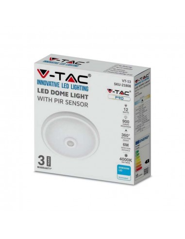 21809-Plafoniera LED Chip Samsung Rotonda  con Sensore PIR Colore Bianco -3