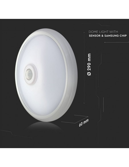 21809-Plafoniera LED Chip Samsung Rotonda  con Sensore PIR Colore Bianco -4