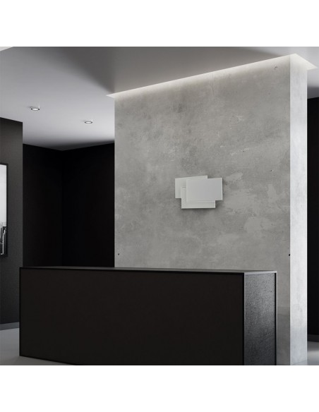 218202-Lampada LED da Muro Rettangolare con Forme Sovrapposte  Colore Bianco -5