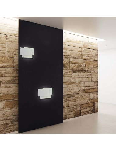 218202-Lampada LED da Muro Rettangolare con Forme Sovrapposte  Colore Bianco -6