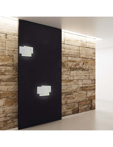 218202-Lampada LED da Muro Rettangolare con Forme Sovrapposte  Colore Bianco -6