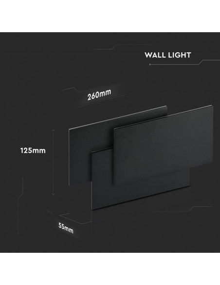 218204-Lampada LED da Muro Rettangolare con Forme Sovrapposte  Colore Nero  IP-3