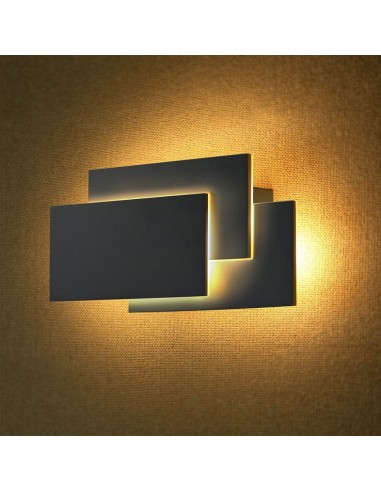 218204-Lampada LED da Muro Rettangolare con Forme Sovrapposte  Colore Nero  IP-4