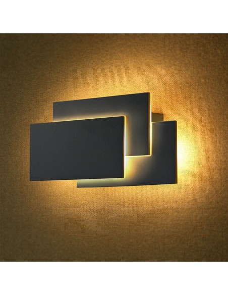 218204-Lampada LED da Muro Rettangolare con Forme Sovrapposte  Colore Nero  IP-4