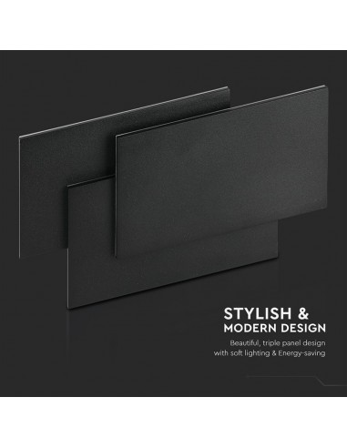 218204-Lampada LED da Muro Rettangolare con Forme Sovrapposte  Colore Nero  IP-7