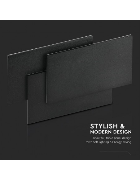 218204-Lampada LED da Muro Rettangolare con Forme Sovrapposte  Colore Nero  IP-7