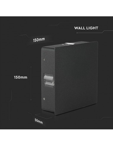 218211-Lampada LED da Muro Quadrato  LM/W Colore Nero  -2