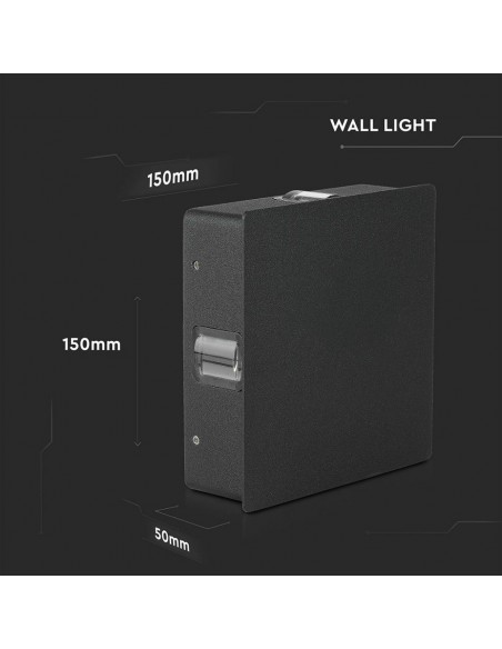 218211-Lampada LED da Muro Quadrato  LM/W Colore Nero  -2