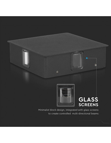 218211-Lampada LED da Muro Quadrato  LM/W Colore Nero  -6