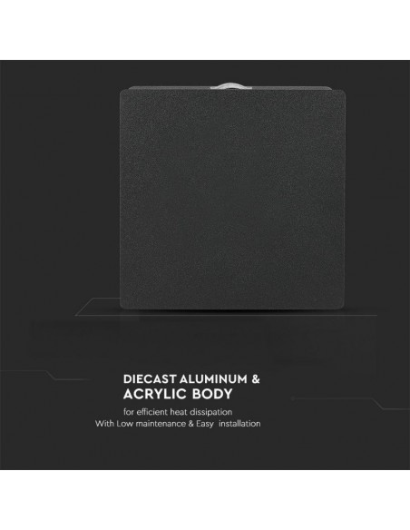 Lampada LED da Muro Quadrato 4W 110LM/W Nero 3000K IP65