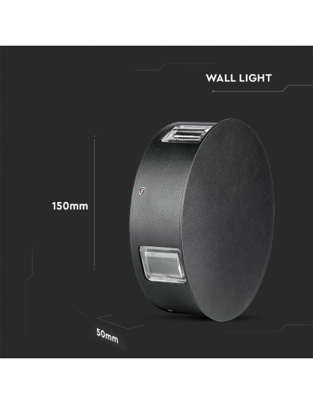 218215-Lampada LED da Muro Rotondo  LM/W Colore Nero  -4