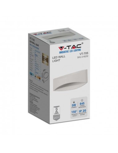 218232-Lampada LED da Muro Arrotondata  LM/W Colore Bianco  IP-2