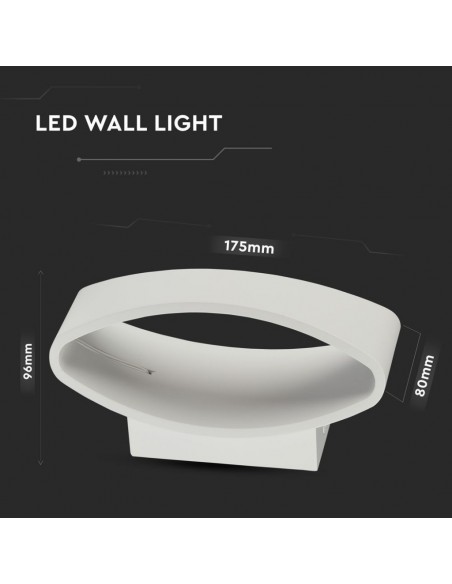 218232-Lampada LED da Muro Arrotondata  LM/W Colore Bianco  IP-3