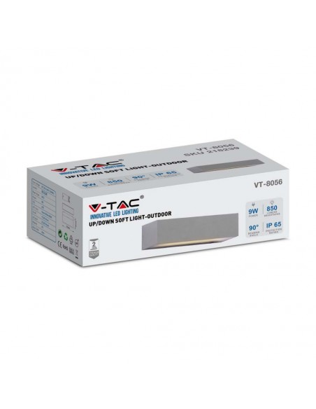 218240-Lampada LED da Muro Rettangolare  Doppio Fascio Luminoso Colore Grigio  -2