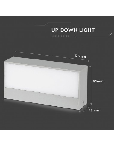 218241-Lampada LED da Muro Rettangolare  Doppio Fascio Luminoso Colore Grigio  -3