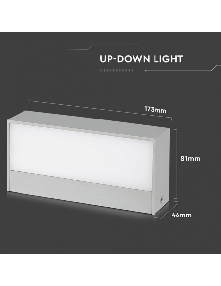 218241-Lampada LED da Muro Rettangolare  Doppio Fascio Luminoso Colore Grigio  -3
