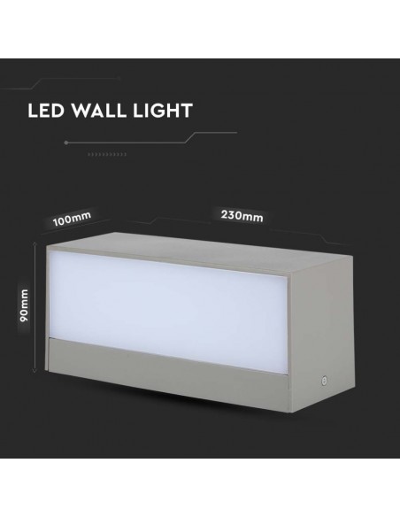 218242-Lampada LED da Muro Rettangolare  Doppio Fascio Luminoso Colore Grigio  -3