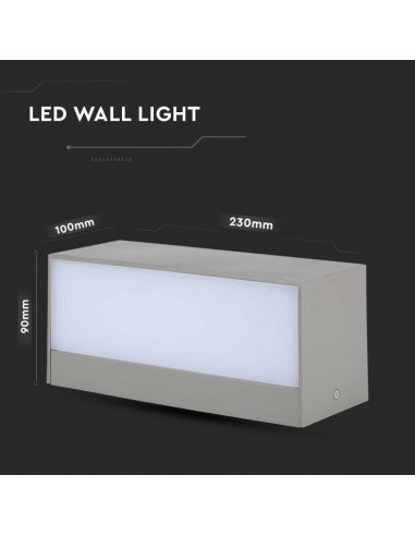 218243-Lampada LED da Muro Rettangolare  Doppio Fascio Luminoso Colore Grigio  -3