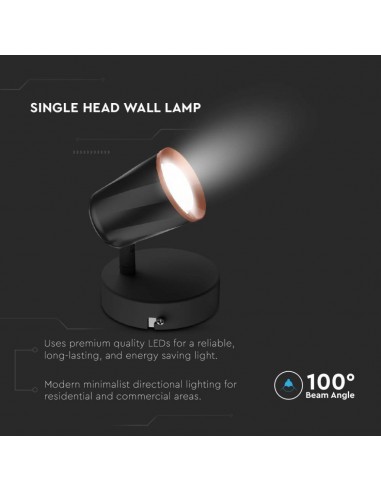 218251-Faretto LED da Muro  con Testa Orientabile Colore Nero  IP-7 218251-Faretto LED da Muro  con Testa Orientabile Colore Nero  IP-7