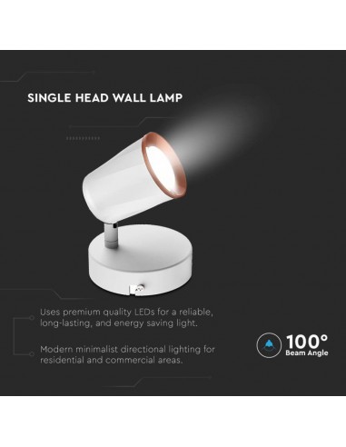 218252-Faretto LED da Muro  con Testa Orientabile Colore Bianco  IP-6