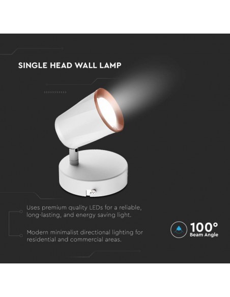 218252-Faretto LED da Muro  con Testa Orientabile Colore Bianco  IP-6