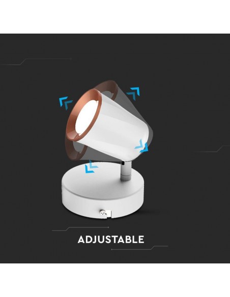 218252-Faretto LED da Muro  con Testa Orientabile Colore Bianco  IP-7
