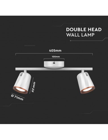 218254-Faretto LED da Muro Doppio  con Testa Orientabile Colore Bianco  IP-3