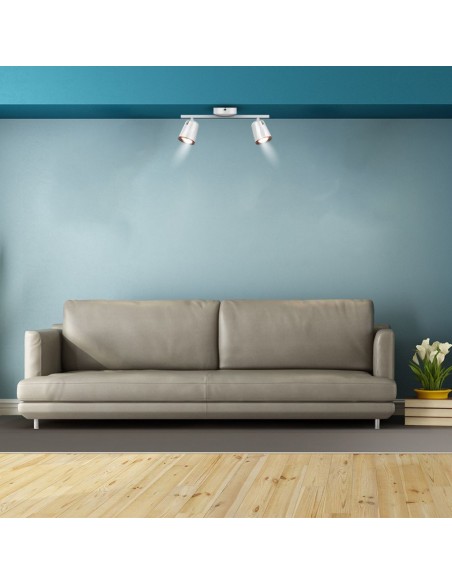 218254-Faretto LED da Muro Doppio  con Testa Orientabile Colore Bianco  IP-4