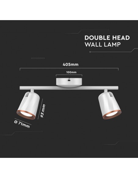 218256-Faretto LED da Muro Doppio  con Testa Orientabile Colore Bianco  IP-3