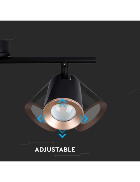 218261-Faretto LED da Muro Triplo  con Testa Orientabile Colore Nero  IP-7