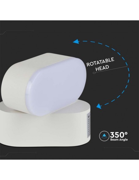 Lampada LED da Muro Ovale 5W 110LM/W Bianco con Testa Ruotabile 3000K IP65
