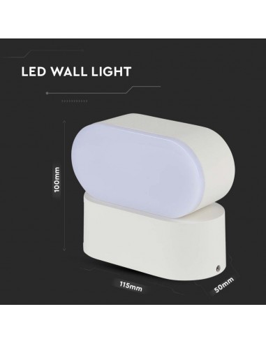 218287-Lampada LED da Muro Ovale  LM/W Colore Bianco con Testa Ruotabile  -3