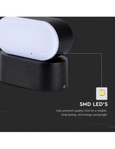 218288-Lampada LED da Muro Ovale  LM/W Colore Nero con Testa Ruotabile  -7