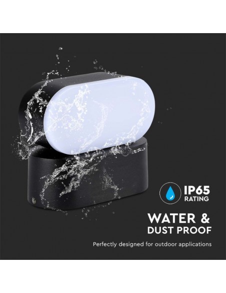 Lampada LED da Muro Ovale 5W 110LM/W Nero con Testa Ruotabile 3000K IP65