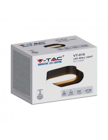 218289-Lampada LED da Muro Ovale  LM/W Colore Nero con Testa Ruotabile  -3