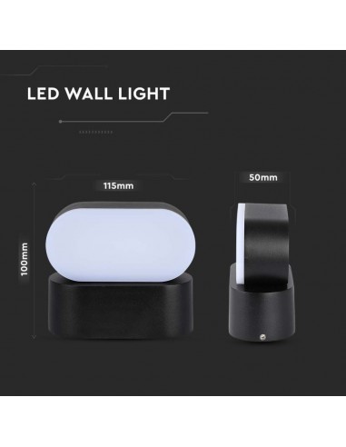 218289-Lampada LED da Muro Ovale  LM/W Colore Nero con Testa Ruotabile  -4