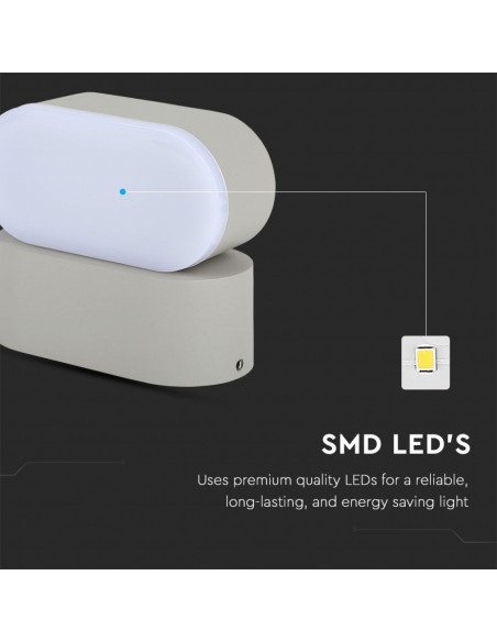 218291-Lampada LED da Muro Ovale  LM/W Colore Grigio con Testa Ruotabile  -6