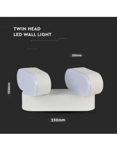 218292-Lampada LED da Muro Ovale  LM/W Colore Bianco con Doppia Testa Ruotabile  -4