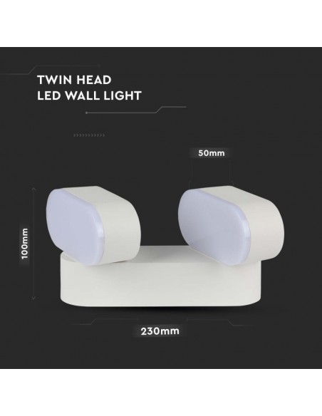 218292-Lampada LED da Muro Ovale  LM/W Colore Bianco con Doppia Testa Ruotabile  -4