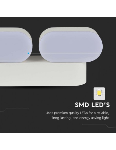 218292-Lampada LED da Muro Ovale  LM/W Colore Bianco con Doppia Testa Ruotabile  -7
