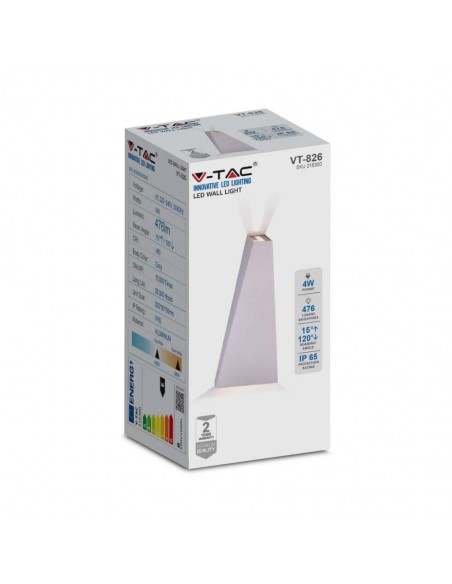 218300-Lampada LED da Muro  LM/W Doppio Fascio Luminoso Colore Grigio  -2