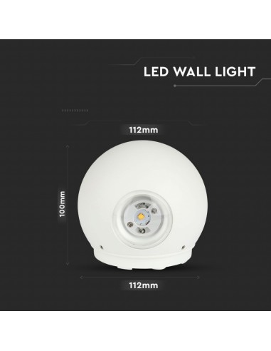 218301-Lampada LED da Muro Sferica  Doppio Fascio Luminoso Colore Bianco  -3