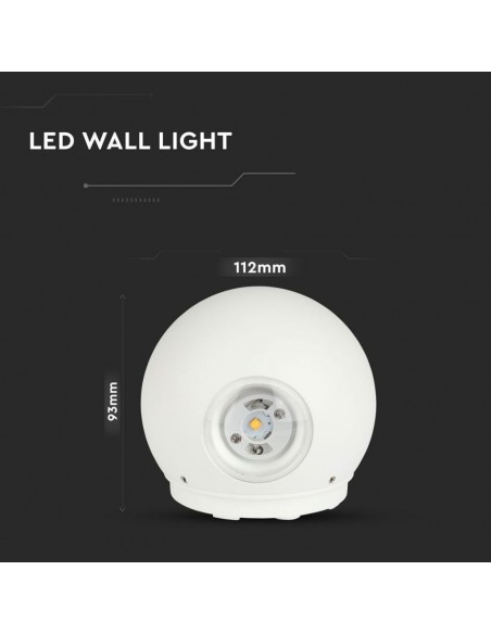 218302-Lampada LED da Muro Sferica  Doppio Fascio Luminoso Colore Bianco  -2